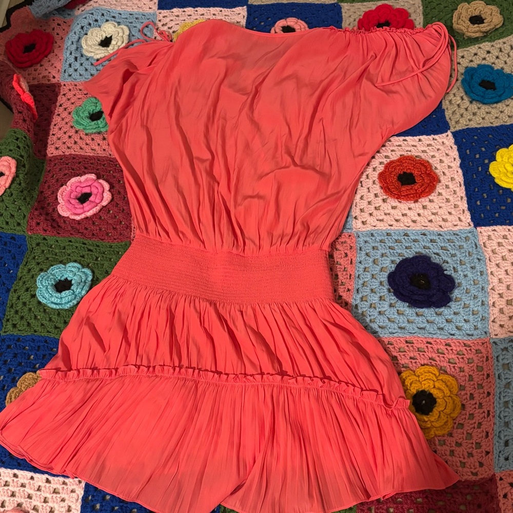 Ramy Brook Coral Ruched-Sleeve Tiered Mini Dress - Picture 8 of 10